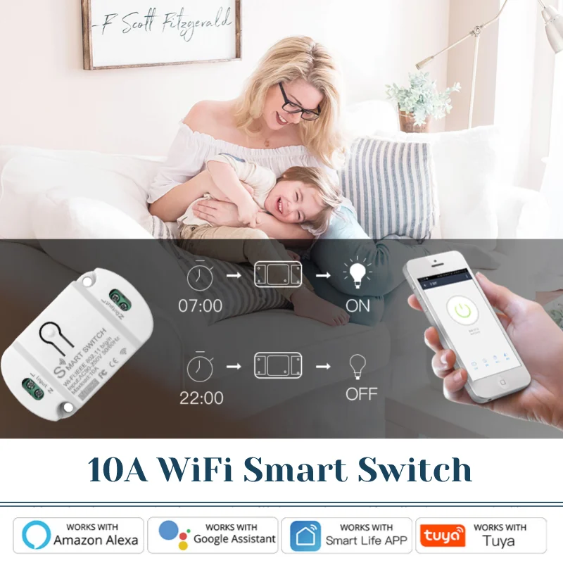 Tuya 10A WiFi Smart Switch Wireless Remote Switch Timer APP Control Works With Amazon Alexa Google Home Automation Modules
Tuya 10A WiFi Smart Switch Wireless Remote Switch Timer APP Control Works With Amazon Alexa Google Home Automation Modules