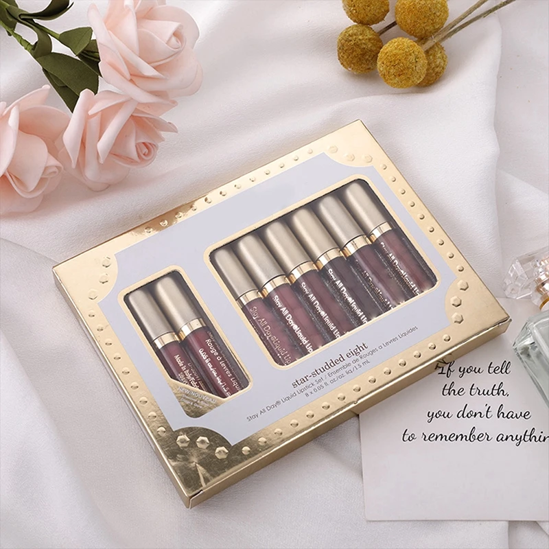 8 Ps / Set Nu Lip Gloss Set Matte Rose Red Brown Mulheres Make Up Presente De Aniversrio Profissional
8 Ps / Set Nu Lip Gloss Set Matte Rose Red Brown Mulheres Make Up Presente De Aniversrio Profissional