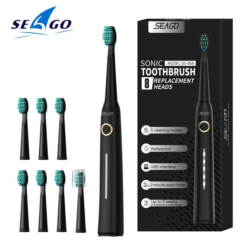 SEAGO Electric Toothbrush Rechargeable Waterproof Toothbrush Adult Sonic Brushes 5 Modes Whitening Toothbrush 8 Brush Heads
SEAGO Electric Toothbrush Rechargeable Waterproof Toothbrush Adult Sonic Brushes 5 Modes Whitening Toothbrush 8 Brush Heads