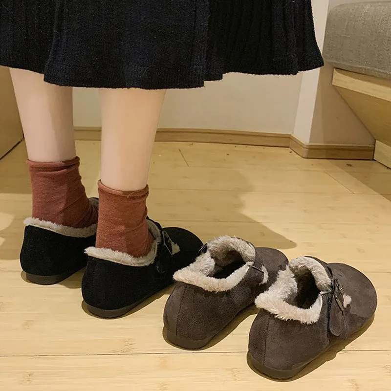 Plush Booties Buckle Boots Women Boots Flat Shoes Winter Ladies Ankle Boots Foot Cover Keep Warm New Solid Color Bare Boots
Plush Booties Buckle Boots Women Boots Flat Shoes Winter Ladies Ankle Boots Foot Cover Keep Warm New Solid Color Bare Boots