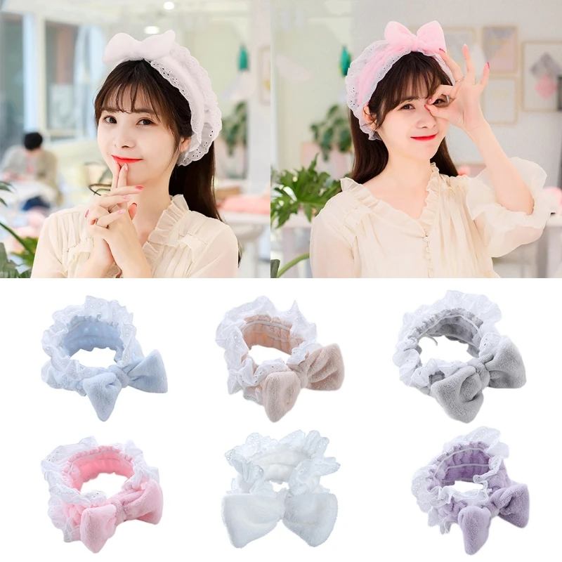 Spa Headband Plush Bows Solid Color Headband Ruffle Lace Soft Makeup Hairband Non-slip Elastic Headbands for Girls Women
Spa Headband Plush Bows Solid Color Headband Ruffle Lace Soft Makeup Hairband Non-slip Elastic Headbands for Girls Women