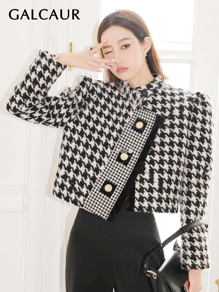 GALCAUR Casual Colorblock Coat For Women Stand Collar Long Sleeve Patchwork Buttons Plaid Coats Female 2022 Spring Fashion Style
GALCAUR Casual Colorblock Coat For Women Stand Collar Long Sleeve Patchwork Buttons Plaid Coats Female 2022 Spring Fashion Style