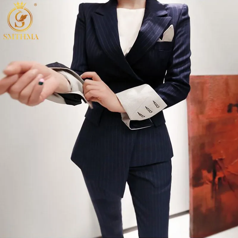 SMTHMA 2021 New Arrival Fashion Spring Pants Suits Women Blazer 2 Two Piece Set Striped Jacket & Pant Blazers Femme Mujer
SMTHMA 2021 New Arrival Fashion Spring Pants Suits Women Blazer 2 Two Piece Set Striped Jacket & Pant Blazers Femme Mujer