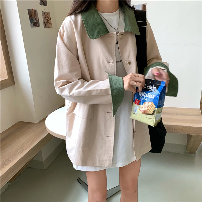 Vinatge Simple Loose 2020 Spring Long-Sleeved Coat Single-Breasted Jacket streetwear elegant girls oversize jacket
Vinatge Simple Loose 2020 Spring Long-Sleeved Coat Single-Breasted Jacket streetwear elegant girls oversize jacket