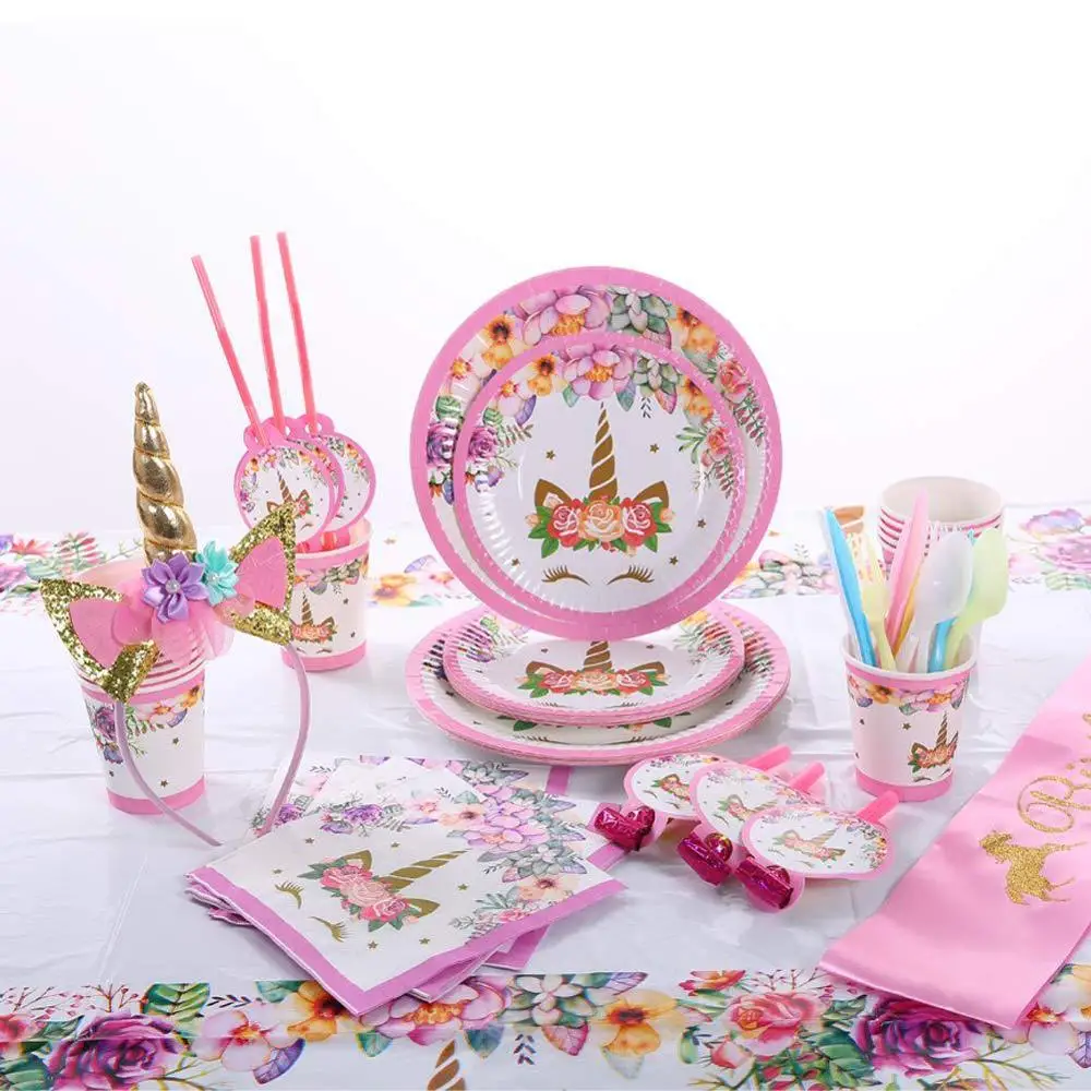 Unicorn Birthday Party Decorations Kids Supplies Set Paper Plates Cup Straws Napkin Gender Reveal Disposable Tableware kit Festa
Unicorn Birthday Party Decorations Kids Supplies Set Paper Plates Cup Straws Napkin Gender Reveal Disposable Tableware kit Festa