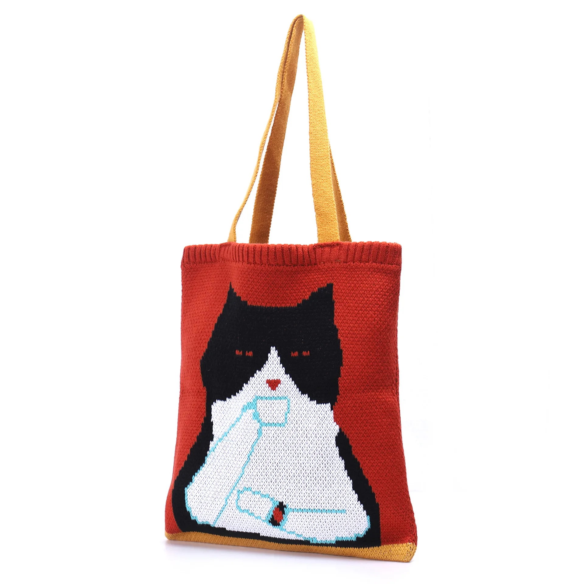 HKSNG Girls Cute Cat Pattern Knitting Top-handle Tote Bag Female Korean Japanese Kawaii Style Stylish Casual Soft Daily Handbag 
HKSNG Girls Cute Cat Pattern Knitting Top-handle Tote Bag Female Korean Japanese Kawaii Style Stylish Casual Soft Daily Handbag