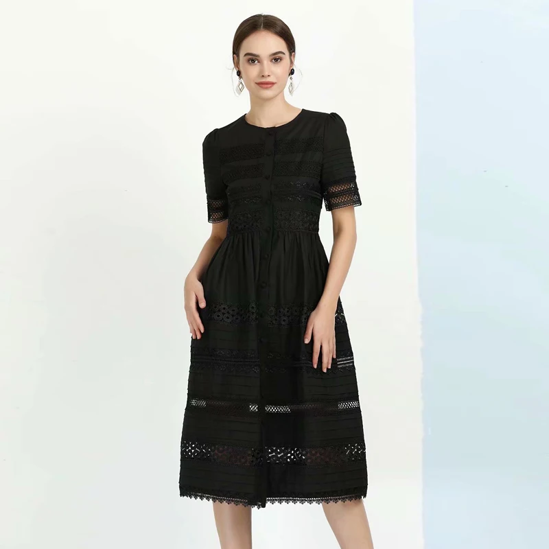 Runway Fashion High Quality Summer New Women'S Vintage Elegant Single Breasted Embroidery Hollow Short Sleeve Party Midi Dress
Runway Fashion High Quality Summer New Women'S Vintage Elegant Single Breasted Embroidery Hollow Short Sleeve Party Midi Dress