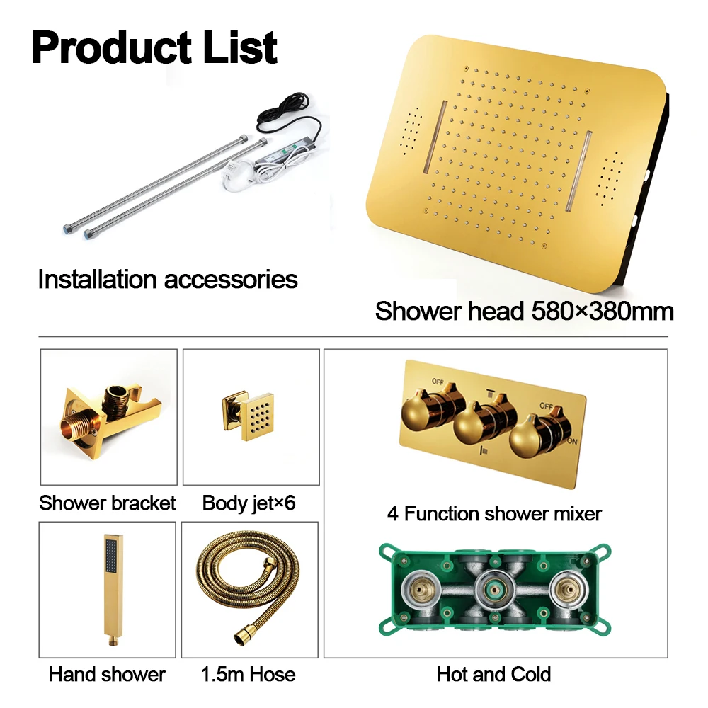 Luxury Ti -PVD Gold Music Shower Systems Rain LED ShowerHeads Tap Waterfall Bathroom Faucets Hot and Cold Concealed Mixer Brass
Luxury Ti -PVD Gold Music Shower Systems Rain LED ShowerHeads Tap Waterfall Bathroom Faucets Hot and Cold Concealed Mixer Brass