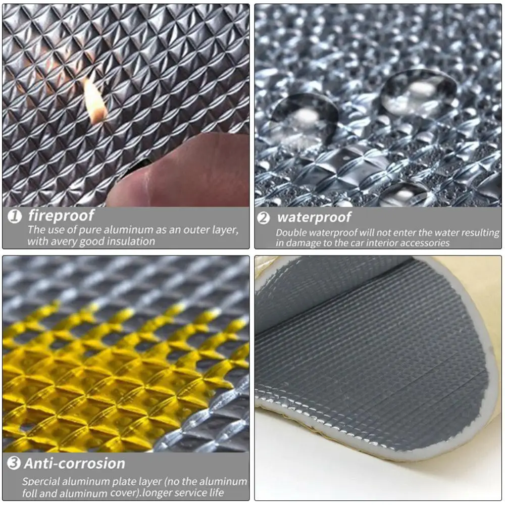6mm 236mil Thick Aluminum foil + Muffler Cotton Car Indoor Heat Sound Deadening Insulation Soundproof Dampening Mat
6mm 236mil Thick Aluminum foil + Muffler Cotton Car Indoor Heat Sound Deadening Insulation Soundproof Dampening Mat