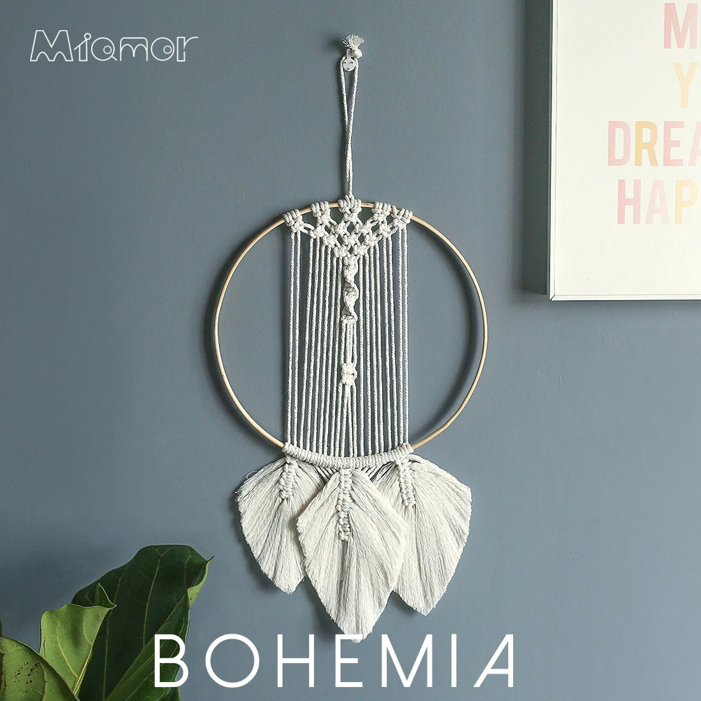 MIAMOR бамбуковое Кольцо Boho Makramy дизайн интерьера макрама волокно искусство Ловец