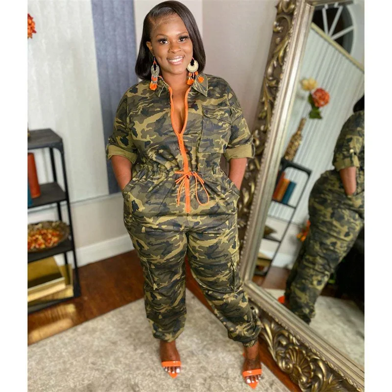 Camouflage Print Jumpsuit For Women Short Sleeve Long Rompers Lace Up Overalls Zipper Skinny One Piece Outfit Fashion Streetwear
Camouflage Print Jumpsuit For Women Short Sleeve Long Rompers Lace Up Overalls Zipper Skinny One Piece Outfit Fashion Streetwear