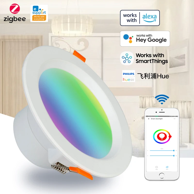eWeLink Zigbee 3.0 Smart Downlight RGBCW Led Recessed Ceiling Light Voice Control Work with Alexa Google Home
eWeLink Zigbee 3.0 Smart Downlight RGBCW Led Recessed Ceiling Light Voice Control Work with Alexa Google Home