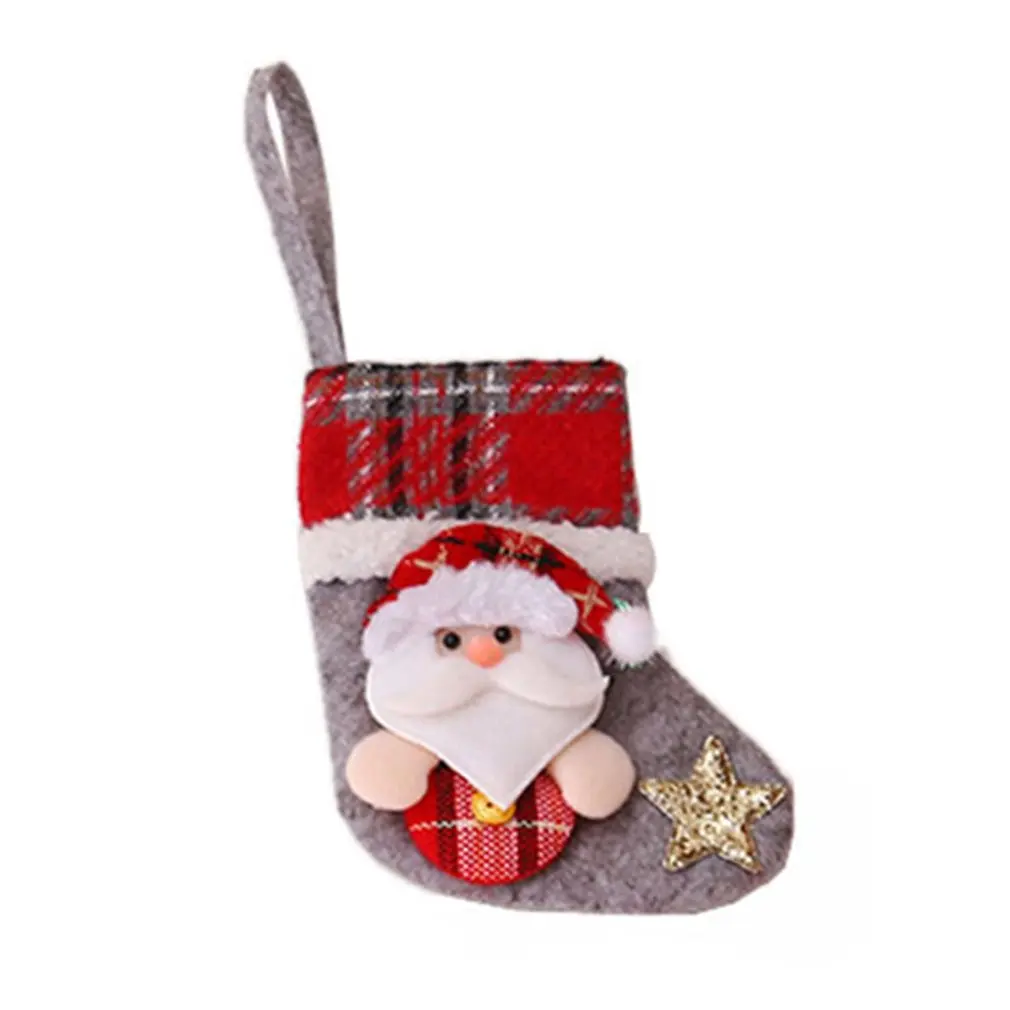 Большие чулки подарочные носки из ткани с Санта-лосем Рождественская прекрасная