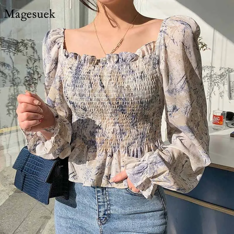 Square Collar Expose Clavicle Korean-Style Shirt Women's Fairy Short Blusa Autumn Long-Sleeved Western Style Chiffon Shirt 11012
Square Collar Expose Clavicle Korean-Style Shirt Women's Fairy Short Blusa Autumn Long-Sleeved Western Style Chiffon Shirt 11012