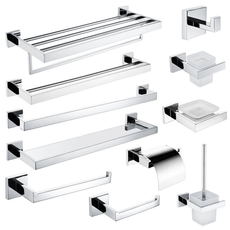 High Quailty Stainless Steel Bathroom Hardware Set Roll Paper Holder Towel Rack Toilet Brush Holder Towel Shelf Bath Accessories
High Quailty Stainless Steel Bathroom Hardware Set Roll Paper Holder Towel Rack Toilet Brush Holder Towel Shelf Bath Accessories