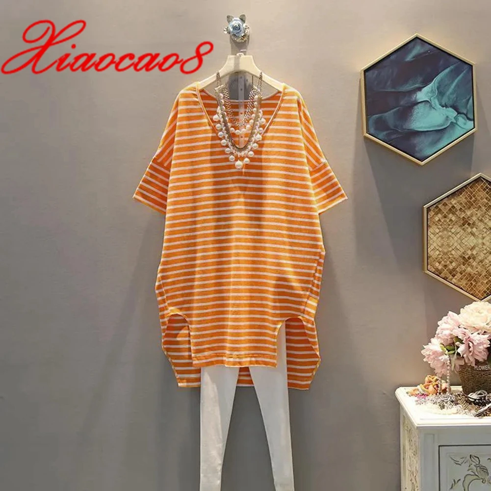 Stirped V Neck Short Sleeve Cotton T Shirt Dresses For Women Loose Oversize Clothing 2021 Fashion Casual Dress 4XL Top
Stirped V Neck Short Sleeve Cotton T Shirt Dresses For Women Loose Oversize Clothing 2021 Fashion Casual Dress 4XL Top