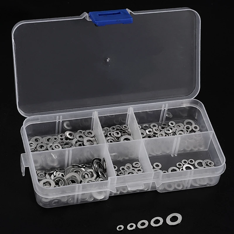 500Pcs/Set M1.6 M2 M2.5 M3 M3.5 M4 M5 Stainless Steel Flat Washer Plain Washer Gaskets Assortment Kit
500Pcs/Set M1.6 M2 M2.5 M3 M3.5 M4 M5 Stainless Steel Flat Washer Plain Washer Gaskets Assortment Kit