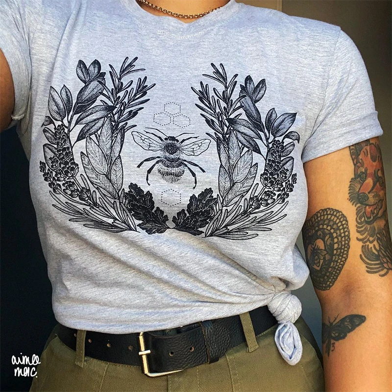 Hillbilly Vintage Style Wild Bees Printed Men Women Graphic Tops Tees Grey Cotton Round Neck Short Sleeve Casual Loose T shirts
Hillbilly Vintage Style Wild Bees Printed Men Women Graphic Tops Tees Grey Cotton Round Neck Short Sleeve Casual Loose T shirts