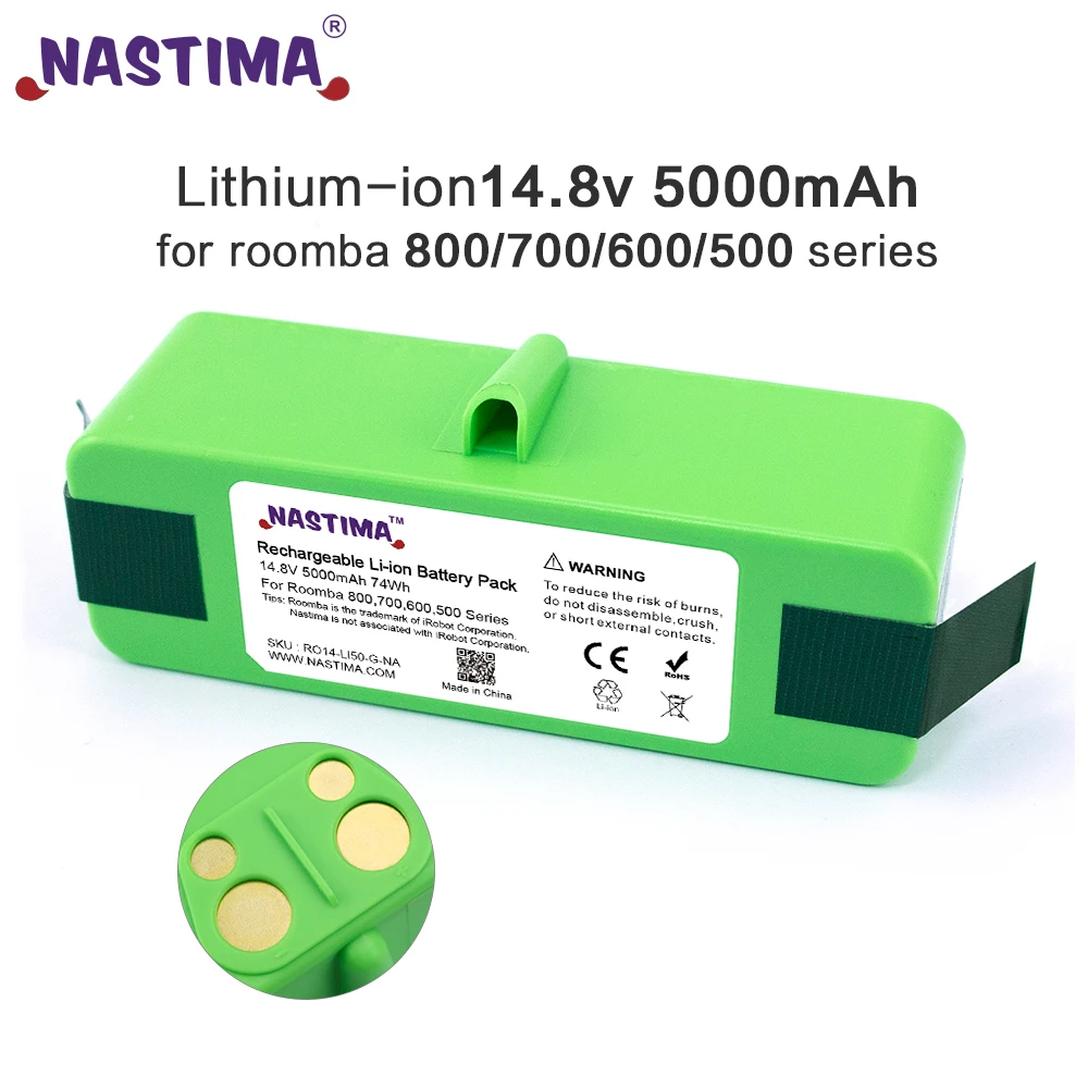 Nastima li ion аккумулятор 5000 мАч для irobot roomba вакуумный 500 600 700 800 серии 550 560 585 620 631 650 671 675