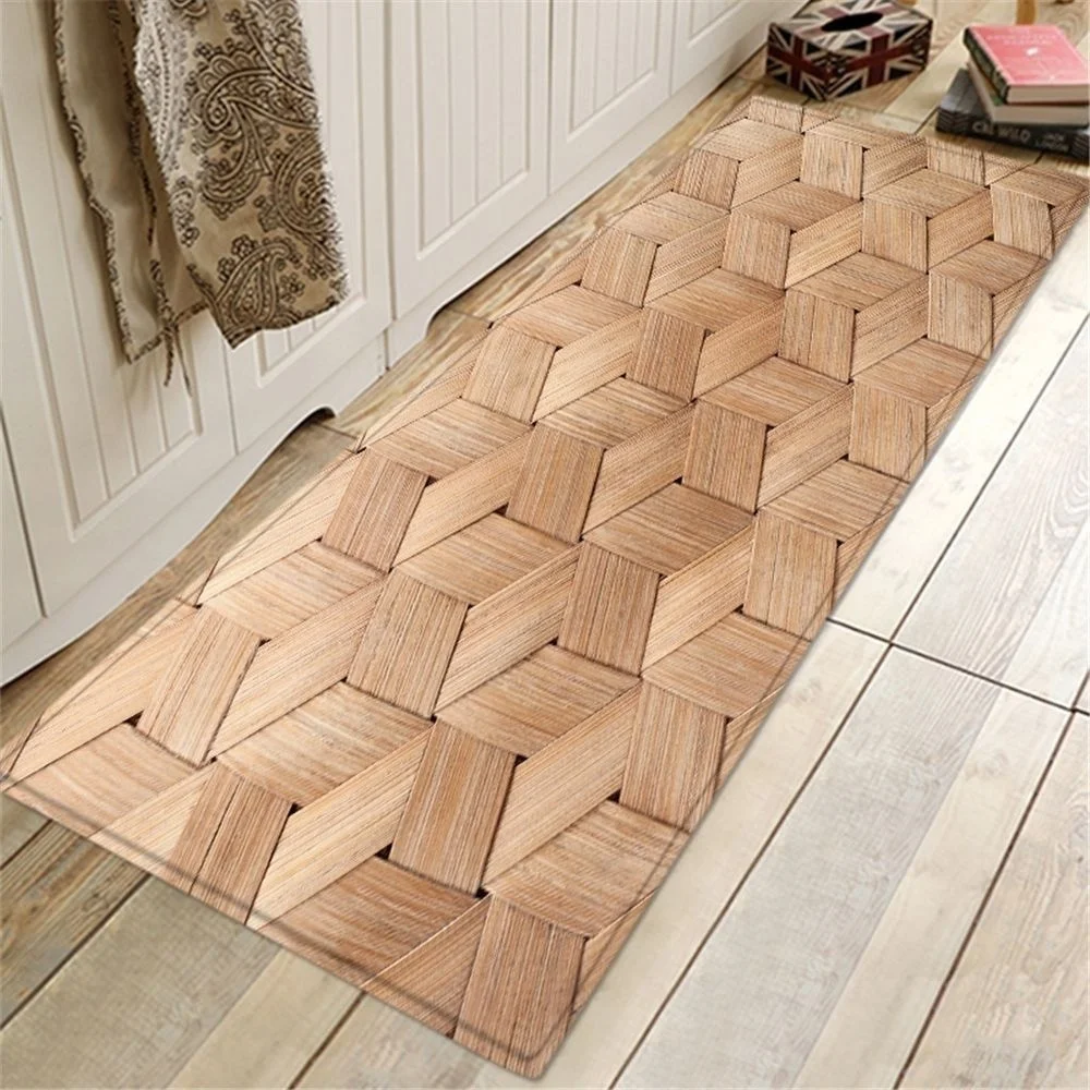 

Colourful Bathroom Kitchen Carpet Hallway Doormat Anti-Slip Carpet Absorb Water Kitchen Mats Bath Mat Wood Pattern Floor Mat