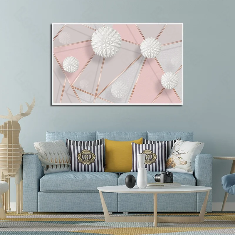 Modern Style Murals White Hairball and Pink Frameles Poster Home Residential Bedroom Decoration Living Room Canvas Painting
Modern Style Murals White Hairball and Pink Frameles Poster Home Residential Bedroom Decoration Living Room Canvas Painting