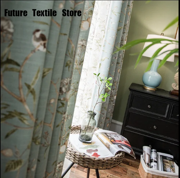 

American-Style Country Curtains Pastoral Finished Living Room Bedroom French Window Cotton Linen Special Custom Curtain Fabric