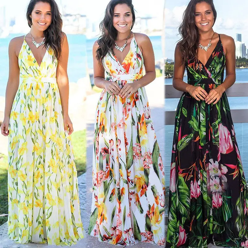 Fashion Floral Printed Boho Long Maxi Dress Ladies Sexy Backless Summer Beach Casual Sundress Sleeveless V-Neck Cotton Dresses
Fashion Floral Printed Boho Long Maxi Dress Ladies Sexy Backless Summer Beach Casual Sundress Sleeveless V-Neck Cotton Dresses