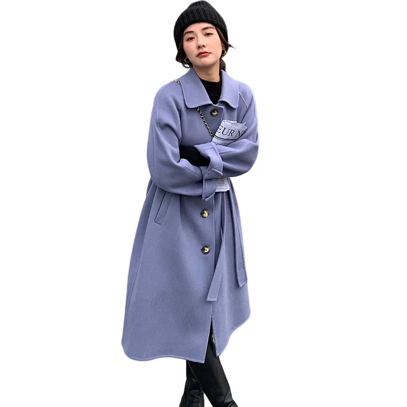 2021 Fall Winter Women's 100% Wool Loose Overcoat Small Collar Single-Breasted Belt Hand Sewing Thick Woolen Polo Coat #2114
2021 Fall Winter Women's 100% Wool Loose Overcoat Small Collar Single-Breasted Belt Hand Sewing Thick Woolen Polo Coat #2114