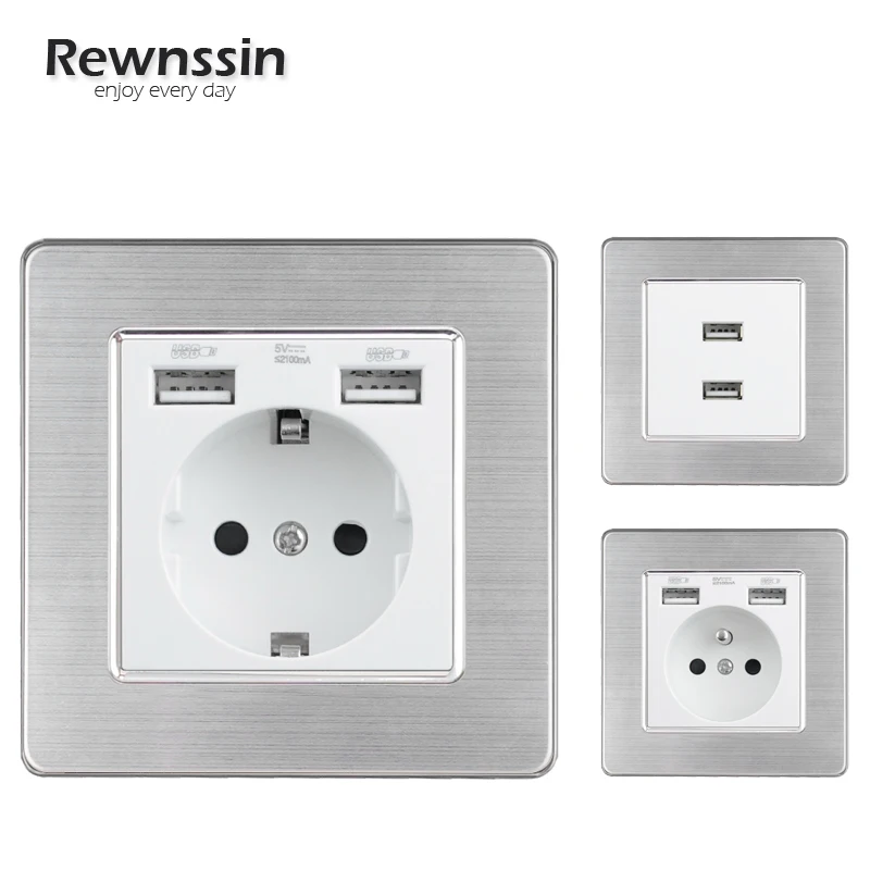 Electrical Outlets EU/France UCB Combination Power Socket 2.1A Dual USB Charging Dedicated Port White Stainless Steel Panel
Electrical Outlets EU/France UCB Combination Power Socket 2.1A Dual USB Charging Dedicated Port White Stainless Steel Panel