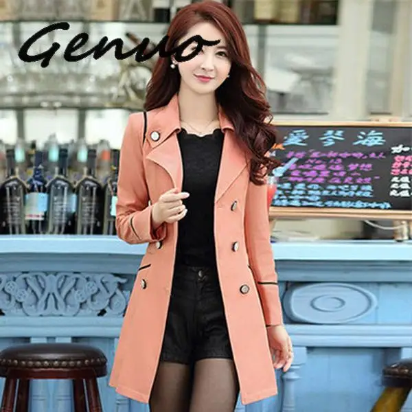 Genuo New Spring Autumn Trench Coat 2019 Turn Down Collar Casual Trench Coat Women Solid Long Slim Double Breasted Coats A034-1
Genuo New Spring Autumn Trench Coat 2019 Turn Down Collar Casual Trench Coat Women Solid Long Slim Double Breasted Coats A034-1