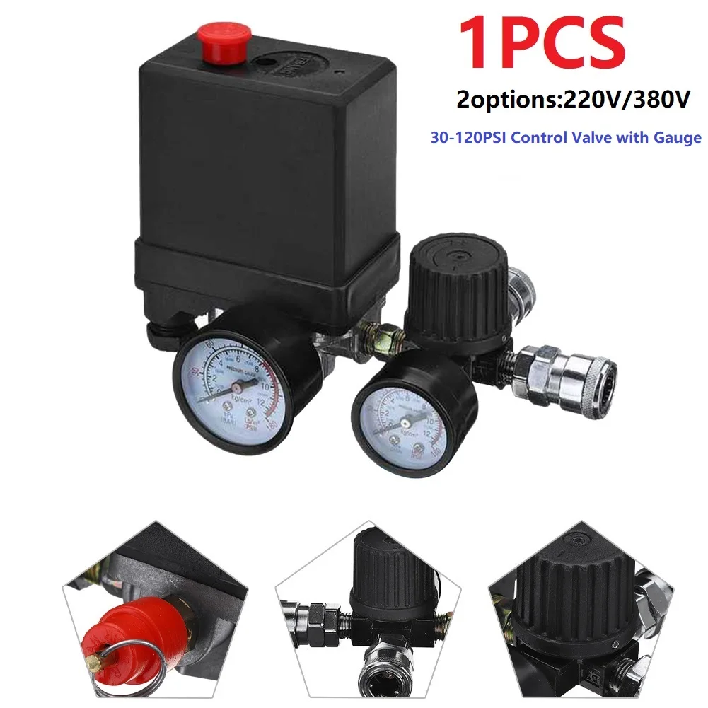 1PC Air Compressor Pressure Control Switch 4Port 220V/380V Manifold Relief Regulator Gauges Fittings Pneumatic Parts
1PC Air Compressor Pressure Control Switch 4Port 220V/380V Manifold Relief Regulator Gauges Fittings Pneumatic Parts