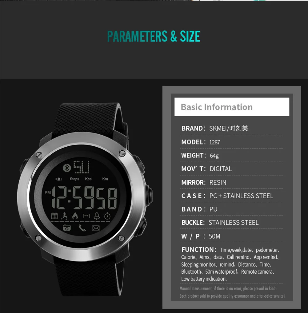 Skmei Bluetooth Smart Mens Watches Sport Calorie Digital Clock Outdoor Pedometer LED Call Reminder Waterproof Wristwatch Zegarki
Skmei Bluetooth Smart Mens Watches Sport Calorie Digital Clock Outdoor Pedometer LED Call Reminder Waterproof Wristwatch Zegarki
