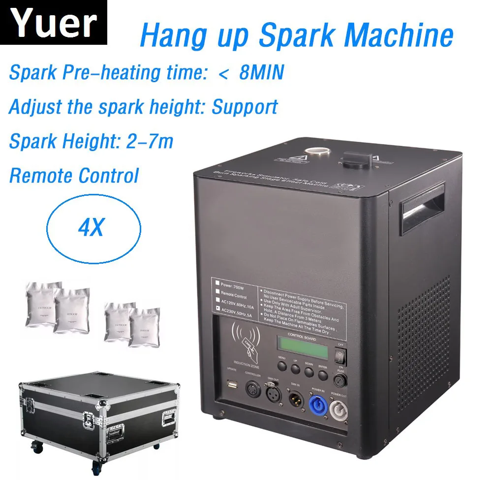 4IN1 Flightcase Pack 500W Hang up Cold Spark Firework Fountain Machine DMX / Remote Control Flame Machine For Party Wedding KTVS
4IN1 Flightcase Pack 500W Hang up Cold Spark Firework Fountain Machine DMX / Remote Control Flame Machine For Party Wedding KTVS