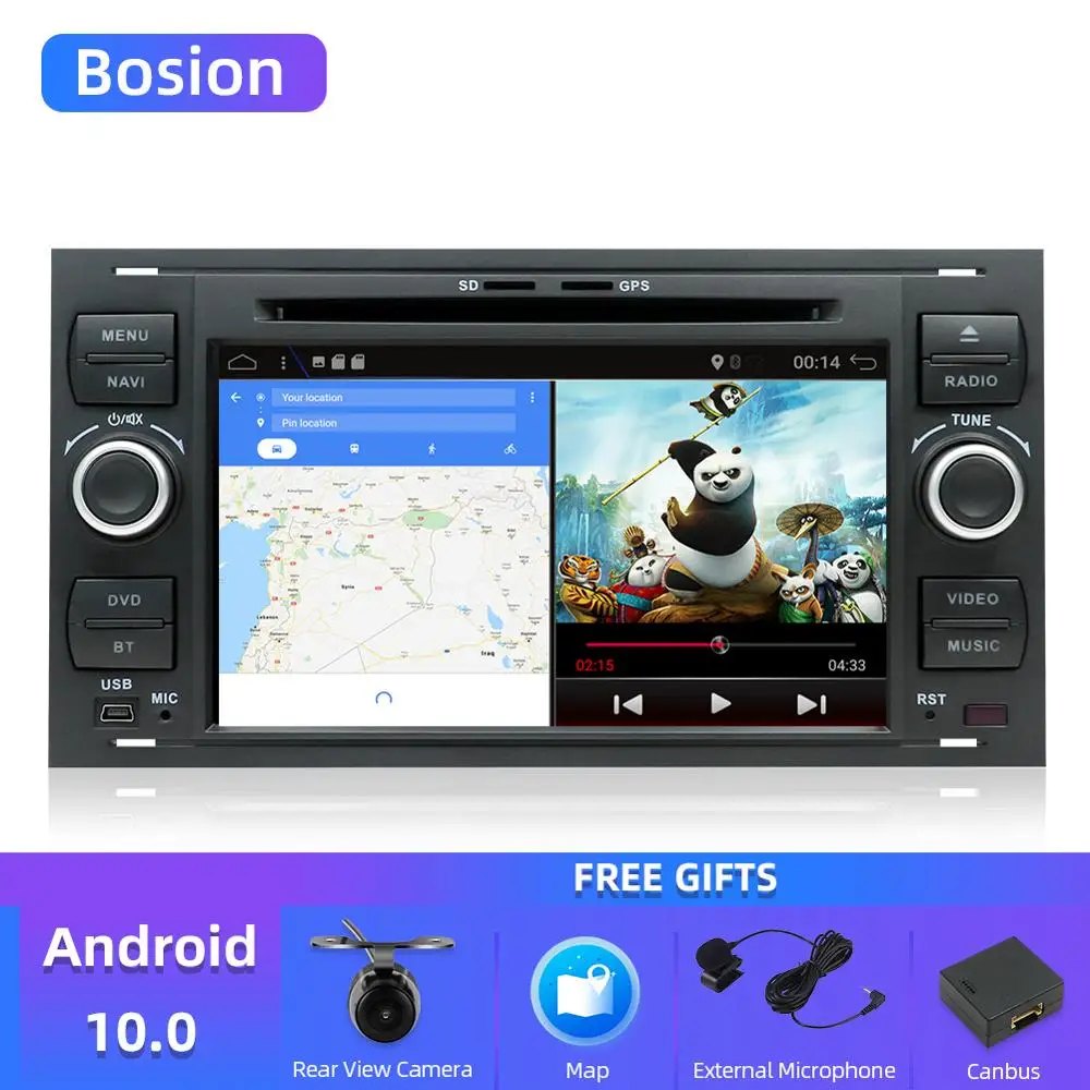 Bosion автомобильный мультимедийный плеер четырехъядерный Android DVD GPS Авторадио 2 Din 7