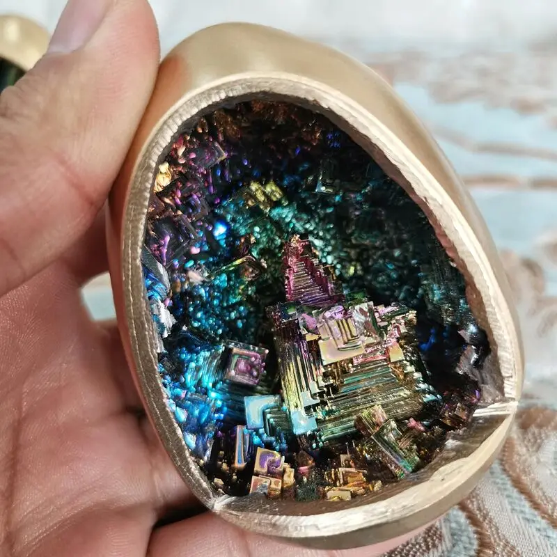 

1pcs Rainbow Bismuth Ore Egg Quartz Crystal geode Mineral Specimen Reiki Healing