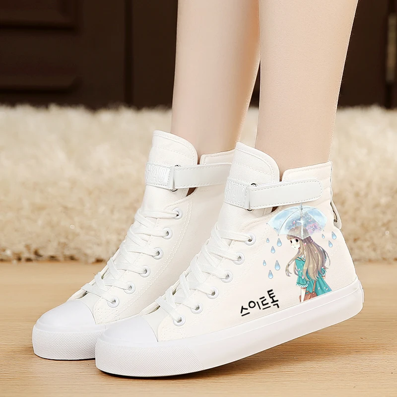 Spring High Top Canvas Shoes Women's Men's Shoes Flat with Versatile Graffiti Cloth Shoes Lace-up Board Shoes Casual Sneakers
Spring High Top Canvas Shoes Women's Men's Shoes Flat with Versatile Graffiti Cloth Shoes Lace-up Board Shoes Casual Sneakers