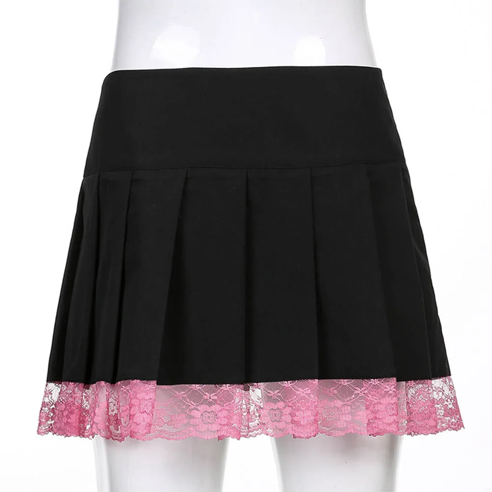 Gothic Sexy Lace Skirt Women Black Pink Patchwork Bandage Short Pleated Skirts Low Waist Casual Club Wear HOT Mini 2021 Summer
Gothic Sexy Lace Skirt Women Black Pink Patchwork Bandage Short Pleated Skirts Low Waist Casual Club Wear HOT Mini 2021 Summer