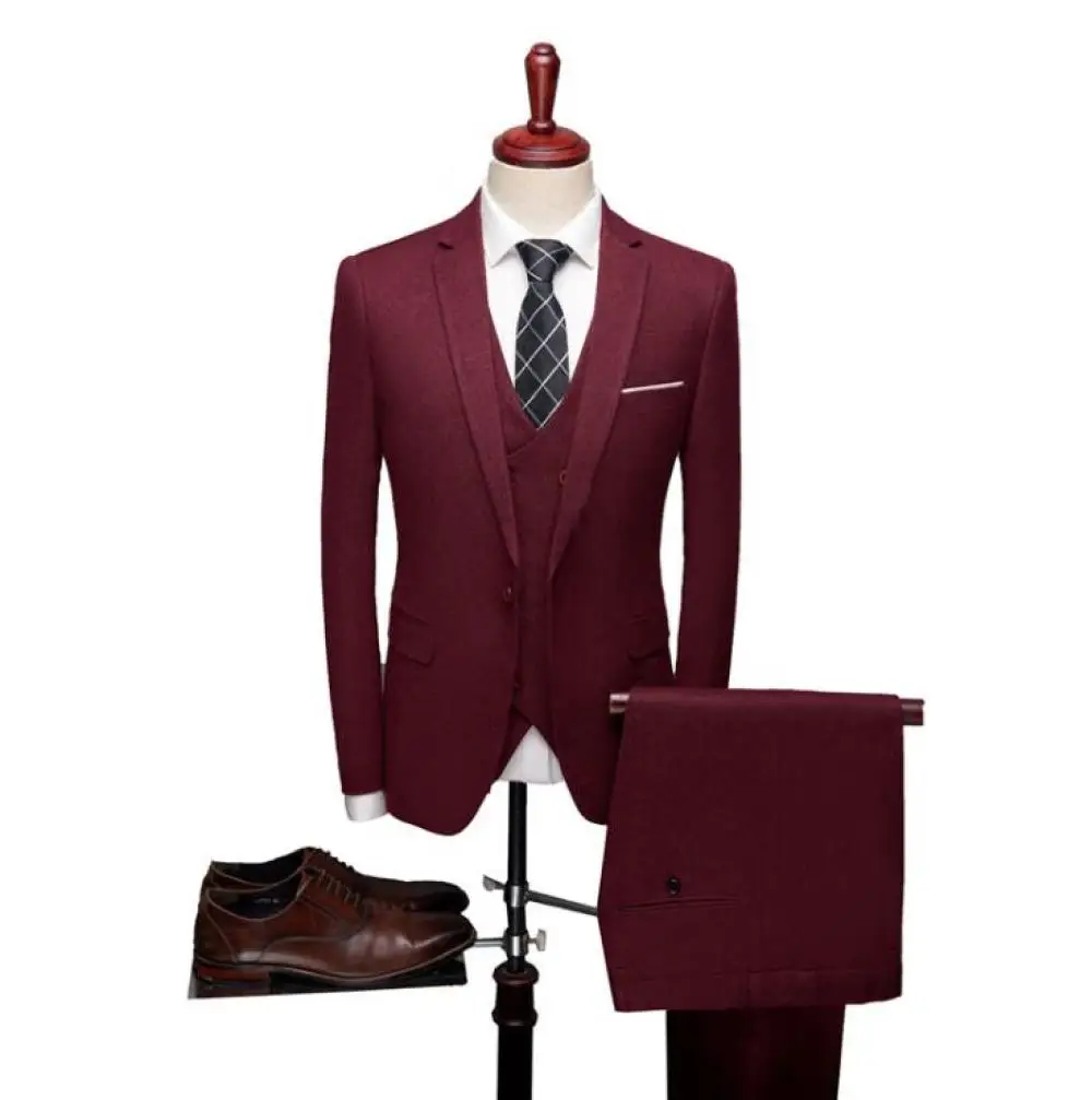 Burgundy Trousers Suit Mens Stylish 3 Piece Dress Suit Classic Fit Wedding Formal Jacket & Vest & Pants
Burgundy Trousers Suit Mens Stylish 3 Piece Dress Suit Classic Fit Wedding Formal Jacket & Vest & Pants