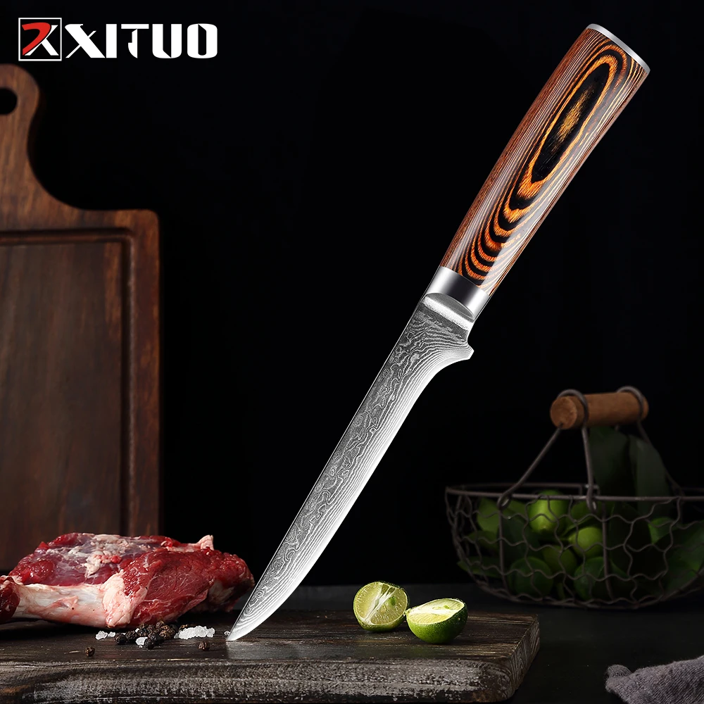 XITUO 6'' Inch Boning Knife Damascus Steel Wood Handle Filleting Knife Stainless Steel Bone Meat Fish Fruit Chef Knives Gift Box
XITUO 6'' Inch Boning Knife Damascus Steel Wood Handle Filleting Knife Stainless Steel Bone Meat Fish Fruit Chef Knives Gift Box