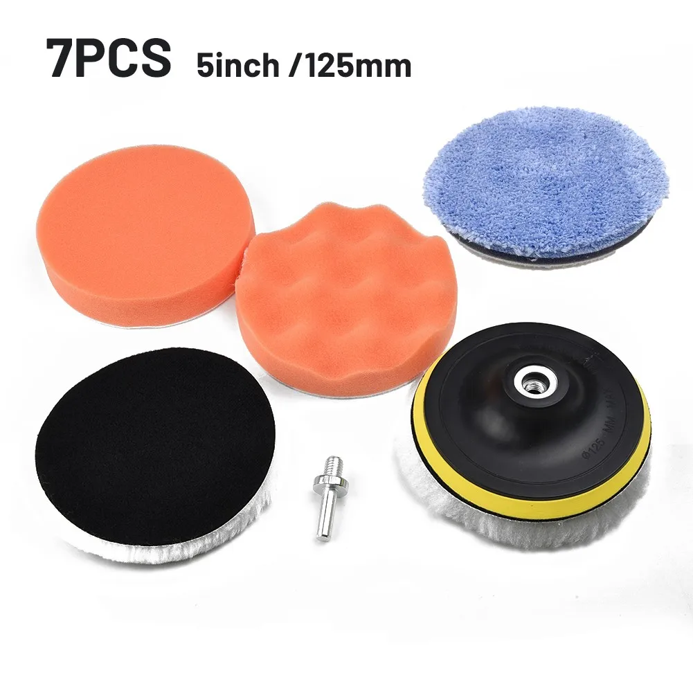 10mm Polishing Pad 125mm 7pcs Adapter Backing Car Kit Pad Plate Polisher