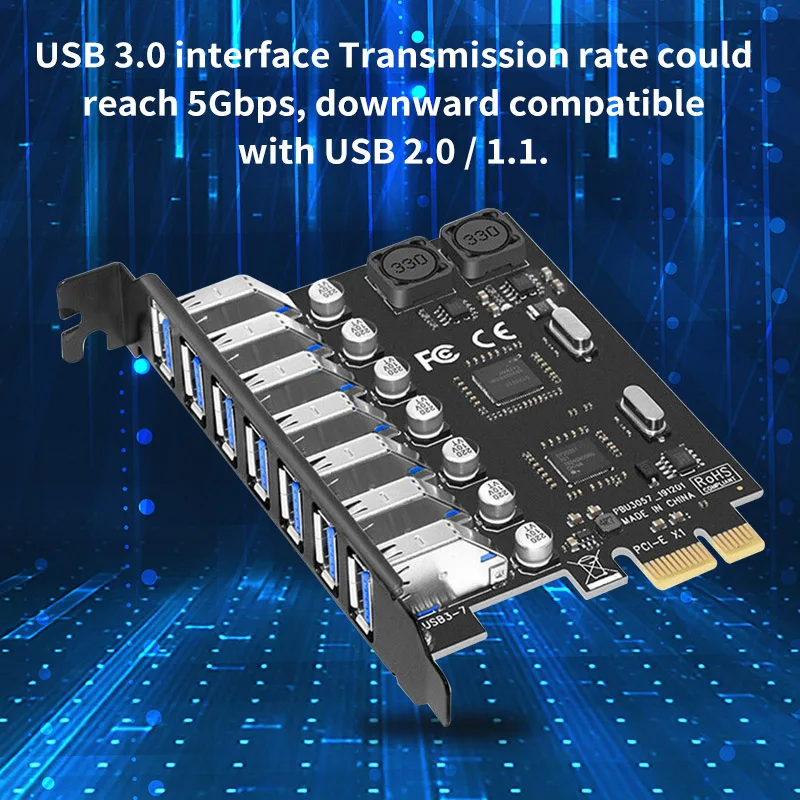Плата адаптера PCI-E к USB плата расширения высокой скорости передачи данных с 7