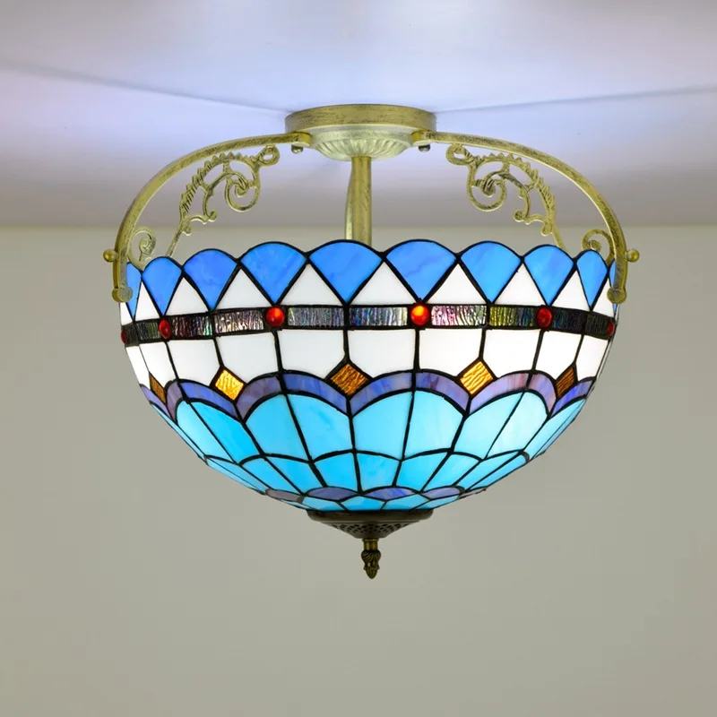 40cm Modern Mediterranean Blue Tiffany Multi-Color Glass Restaurant Bedroom Aisle Bathroom Glass Semi-Ceiling Lamp
40cm Modern Mediterranean Blue Tiffany Multi-Color Glass Restaurant Bedroom Aisle Bathroom Glass Semi-Ceiling Lamp