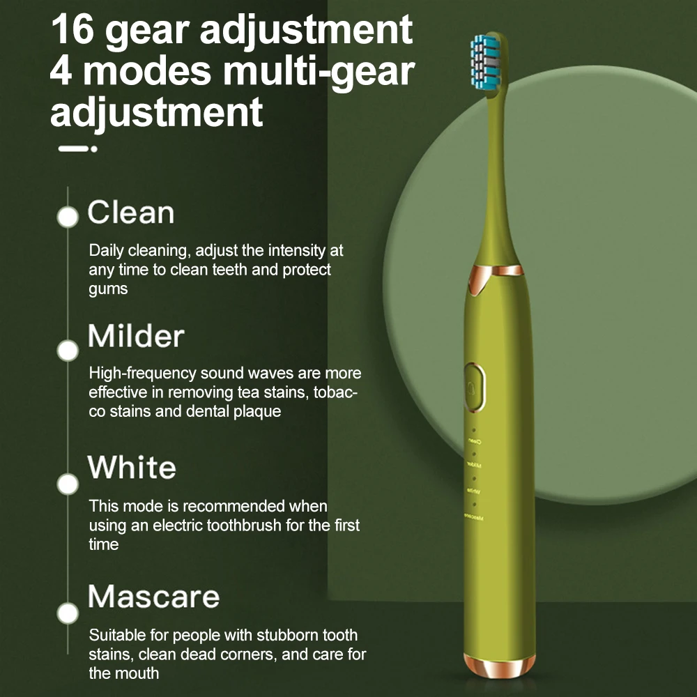 Electric Toothbrush Rechargeable Sonic Toothbrush 4 Cleaning Mode With 2 Brush Heads Gift IPX7 Waterproof Travel Toothbrush
Electric Toothbrush Rechargeable Sonic Toothbrush 4 Cleaning Mode With 2 Brush Heads Gift IPX7 Waterproof Travel Toothbrush