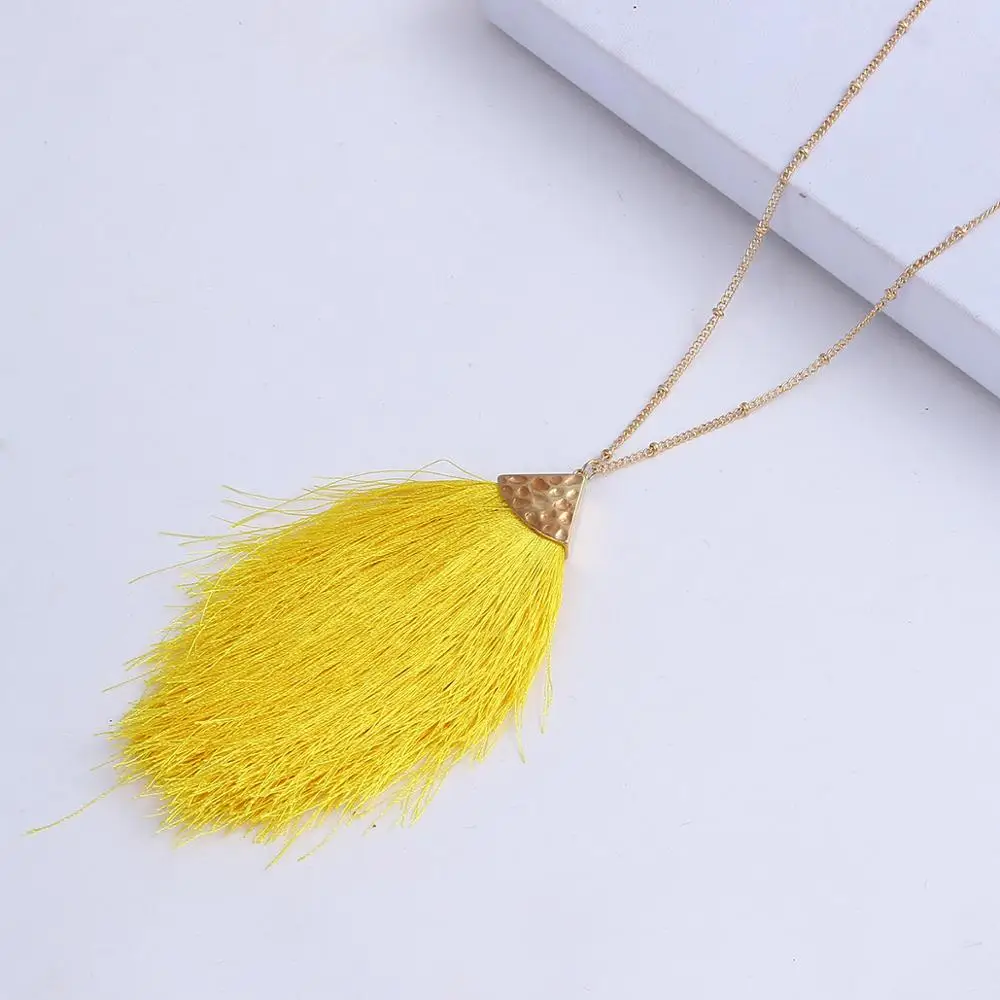 Женское винтажное ожерелье в стиле бохо Длинная желтая и черная цепочка с