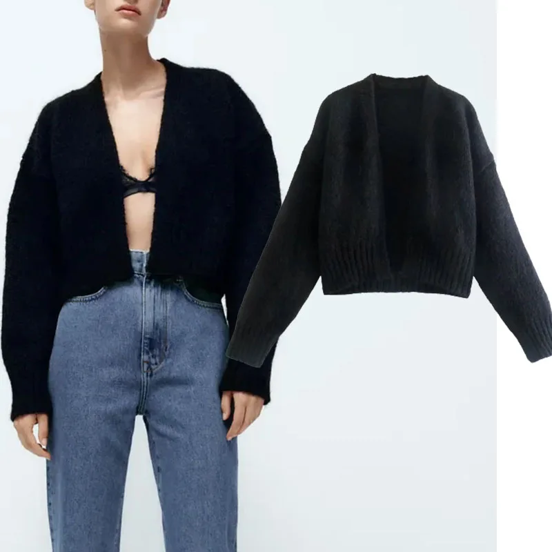 Cardigan Women Short Knitted Vintage Loose Ribbed Trims 2 colours Sweater Coat Solid Sweater Korean Fashion Female Cardigan 2021
Cardigan Women Short Knitted Vintage Loose Ribbed Trims 2 colours Sweater Coat Solid Sweater Korean Fashion Female Cardigan 2021