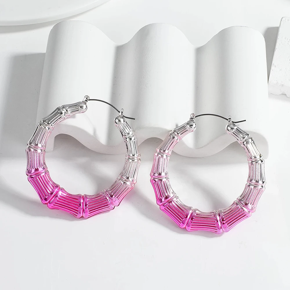 Ghidbk New Punk Gold Color Round Bamboo Hoop Earrings for Women Unique Design Gradient Pink Circle Huggie Earrings Jewelry Gifts
Ghidbk New Punk Gold Color Round Bamboo Hoop Earrings for Women Unique Design Gradient Pink Circle Huggie Earrings Jewelry Gifts