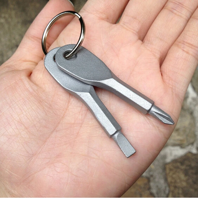 Stainless Steel Mini EDC Multifunction Screwdriver Key Shape Slotted Screwdrivers Keychain Pocket Repair Tool | Спорт и развлечения