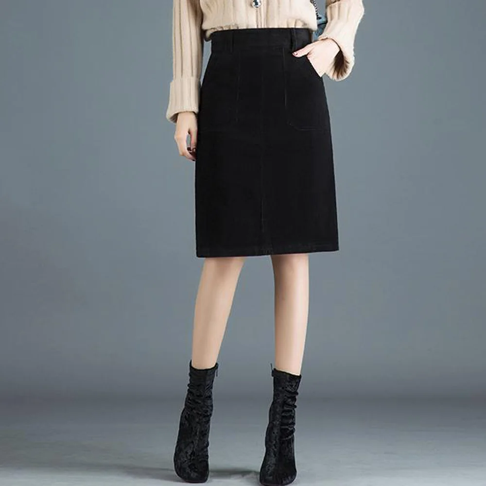 Plus Size 4XL Corduroy Woman Skirts Vintage Autumn High Waist Stretch Bodycon Knee Length Work Skirts Women Office Saias
Plus Size 4XL Corduroy Woman Skirts Vintage Autumn High Waist Stretch Bodycon Knee Length Work Skirts Women Office Saias
