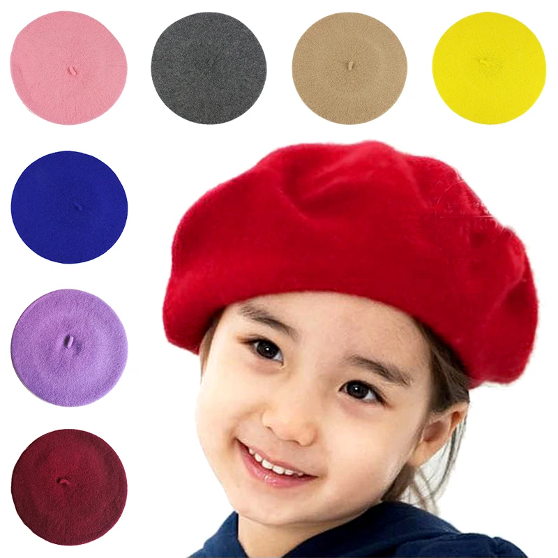 Модный детский берет шапка для девочек шерстяные винтажные детские шапочки