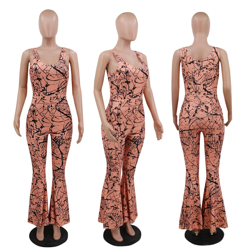 Summer sexy print fashion wide leg Jumpsuit U-neck sleeveless women's suspender vest pants
Summer sexy print fashion wide leg Jumpsuit U-neck sleeveless women's suspender vest pants